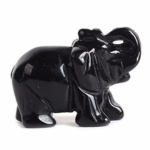 Carved Natural Black Obsidian Gemstone Elephant Healing Guardian Statue Figurine Crafts 2 inch Carved Natural Black Obsidian Gemstone Elephant Healing Guardian Statue Figurine Crafts 2 inch