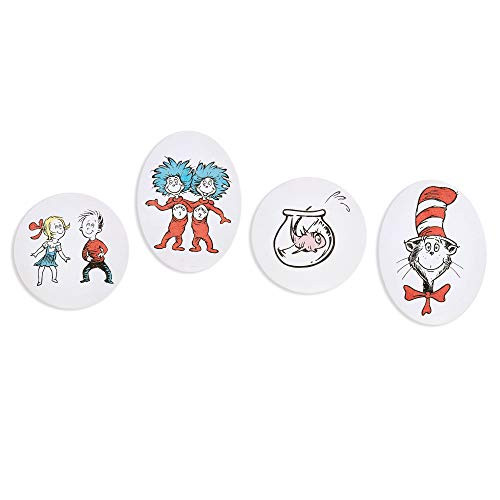Patton Wall Decor Dr. Seuss 8x8 Cat in The Hat 4 Piece Stretched Canvas Art Set Wall Decor, Red
