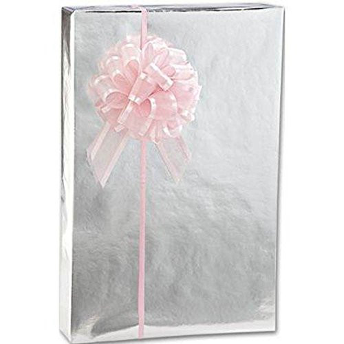 Buttons Bags and Bows Metallic Silver Foil Gift Wrapping Paper - 16 Foot Roll
