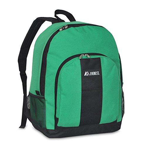 Everest Backpack with Front and Side Pockets, Emerald Green/Black