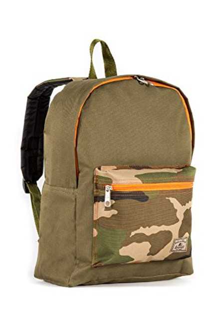 Everest Basic Color Block Backpack, Olive/Camo, One Size