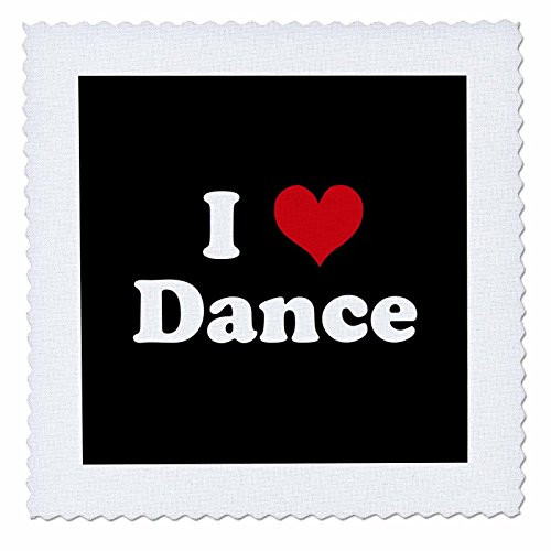 3dRose qs_16539_1 I Love Dance-Quilt Square, 10 by 10-Inch