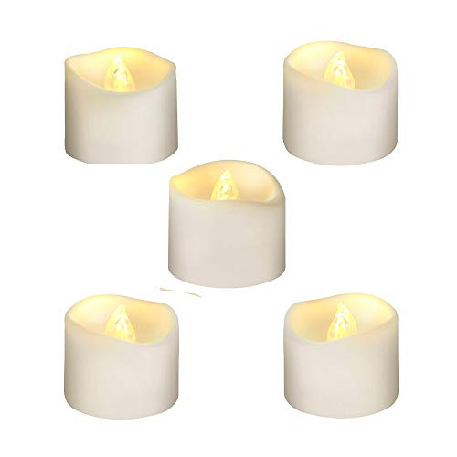 Eleanore Realistic and Bright Flickering Bulb Battery Operated Flameless LED Tea Light for Seasonal & Festival Celebration, Pack of 12, Electric Fake Candle in Warm White and Wave Open