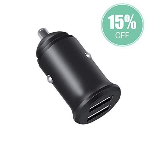 Mini Aluminum Alloy Flush Fit Dual Port USB Car Charger Adapter with 24W/4.8A Fast Charging Output for iPhone Xs/Max/XR, iPad Pro/Mini, Samsung Galaxy Note9 and More Mini Aluminum Alloy Flush Fit Dual Port USB Car Charger Adapter with 24W/4.8A Fast Charging Output for iPhone Xs/Max/XR, iPad Pro/Mini, Samsung Galaxy Note9 and More