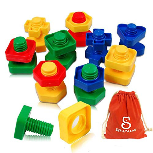 Jumbo Nuts and Bolts Toddler Toys, 32 PCS Jumbo Nuts and Bolts Set ,Nuts and Bolts Fine Motor Skills Occupational Therapy Tools Matching Fine Motor Skills for Preschoolers Safe Material