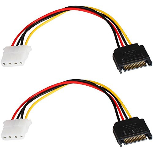 LIQUN 2Pack SATA Power Adapter Cable 15-pin SATA Male to 4-pin Molex Female Power Adapter Cable for IDE Hard Drive 0.66Ft/0.20m LIQUN 2Pack SATA Power Adapter Cable 15-pin SATA Male to 4-pin Molex Female Power Adapter Cable for IDE Hard Drive 0.66Ft/0.20m