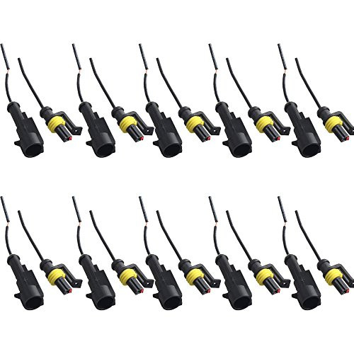Etopars 10 X 1 Pin Way Car Auto Waterproof Electrical Connector Plug Socket Kit with Wire AWG Gauge Marine