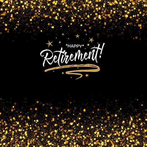 AIIKES 8x8FT Happy Retirement Photography Backdrop Officially Congrats Black Photography Background Vinyl Happy Retirement Themed Party Decoration 11-466
