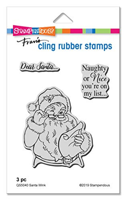 Stampendous QS5040 Santa Wink Cling Stamp Set, Rubber