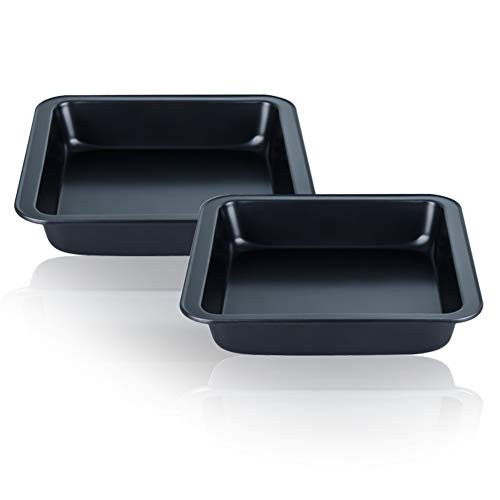 CENZ Nonstick Square Cake Pan Set, Carbon Steel Cake Brownies and Cookies Baking Pans - 8 Inches (2 Packs)