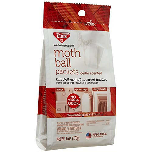 Enoz Moth-Tek Packets Cedar Scent - 6 oz. Bag (1) Kills Clothes Moths, Carpet Beetles, and Eggs and Larvae