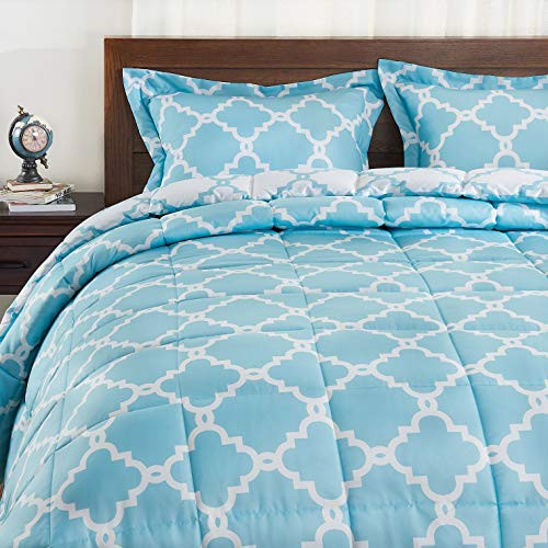 Basic Beyond Down Alternative Comforter Set (Twin/Teal) - Reversible Bed Comforter with 1 Pillow Sham for All Seasons