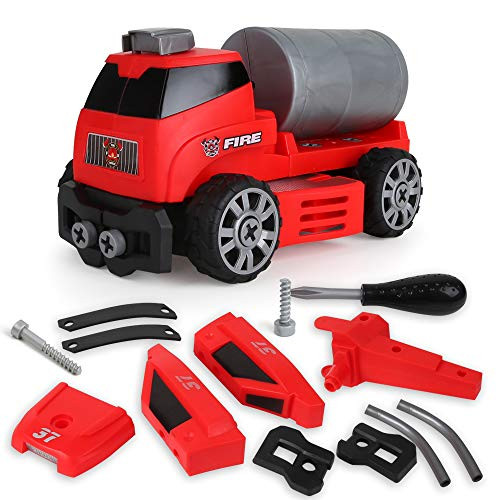Beebeerun 6-in-1 DIY Take Apart Fire Rescue Vehicles Models Car Toys, Fire Engine STEM Learning Toys Building Play Set for 3 4 5 6 7 8 Year Old for Kids, Boys and Girls