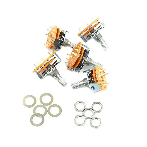 BokWin 2 Pole 4 Position Selectable Single Deck Band Channel Rotary Switch Selector 5Pcs