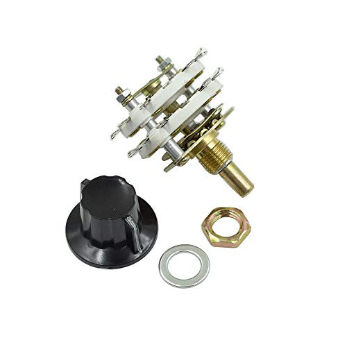 BokWin 4 Pole 4 Position 2 Deck Band Channel Rotary Switch Selector with Black Knob 4P4T 1Set