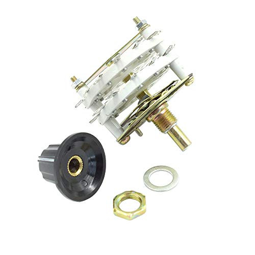 BokWin 2 Pole 6 Position 2 Deck Band Channel Rotary Switch Selector with Black Knob 2P6T 1Set