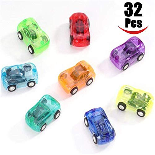 Speedy Panther Pull Back Car 32 Pack Mini Plastic Vehicle Set Pull Back Car Toys for Boys Kids Child Party Favors Toy Play Set (Random Color)
