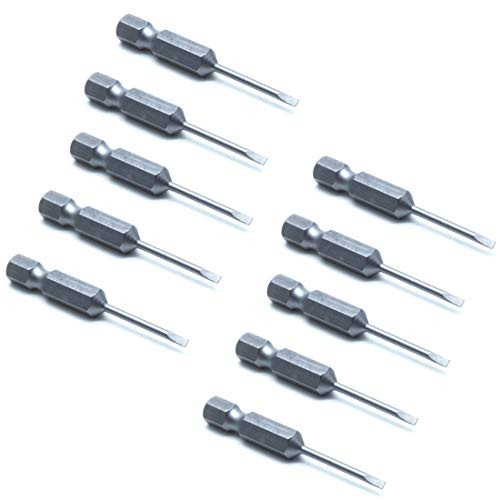 Mecion 10Pcs 1/4" Hex Shank Flat Head Slotted Tip Screwdrivers Bits 4x50mm Long 2.0mm