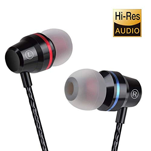 Stereo Bass Earphones with Microphone, 3.5mm Wired Earphones, Sweatproof Earbuds for Workout Sports Jogging