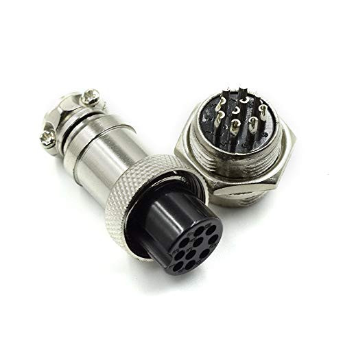 Hxchen 10 Pin Metal Male Female Thread Panel Connector 16mm GX16-10P Aviation Plug Silver - (2 Sets)