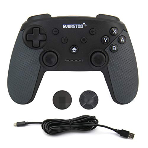 Wireless Bluetooth Controller Compatible with Nintendo Switch Pro (Black) | PC Gamepad Joypad Remote with Gyro Axis (Turbo Buttons) by EVORETRO