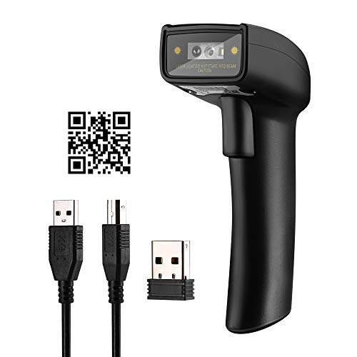 Eyoyo Bluetooth QR 2D Barcode scanner, 3-in-1 USB Wired & 2.4G Wireless & Bluetooth Bar Code Reader Handheld 1D Scanner Datamatrix PDF417 Code Screen Scanning for iPad, iPhone, Android Phones, Tablets