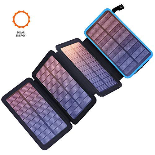 Solar Charger 25000mAh, F.DORLA Portable Solar Power Bank | Dual USB Output | 4 Solar Panels | LED Flashlight | Waterproof Solar Powered Phone Charger for Smartphones Tablets & Outdoor Camping