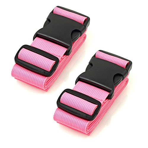 BlueCosto Luggage Straps Suitcase Belt Travel Accessories, 2-Pack, Pink