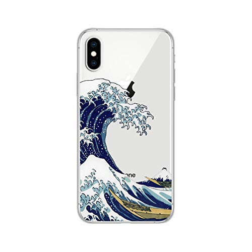 FancyCase Compatible with iPhone Xs Max-New Fun Ocean Style Soft TPU Protective Clear iPhone Xs Max Case by FancyCase (Wave)