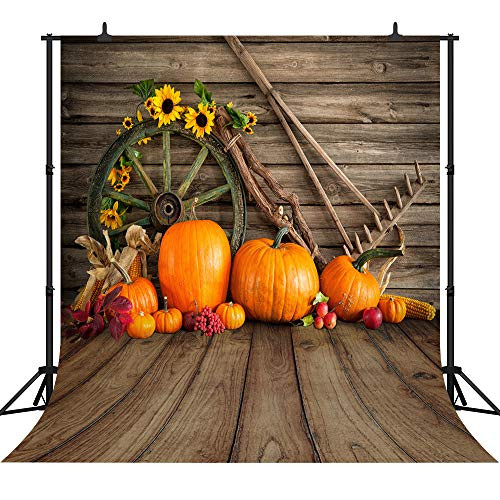 CapiSco 8X8FT(240X240CM) Happy Halloween Photography Background Festival Pumpkins Backdrop for Photo Studio Props Indoor Wooden Floor Backdrop SCO89