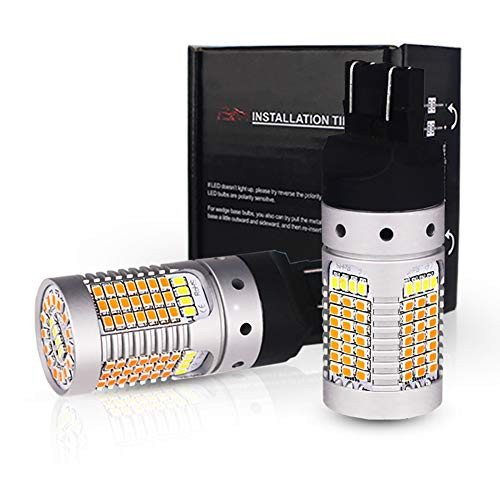 Miniclue No Hyper Flash 21W 7443 LED Canbus W21/5W T20 LED Switchback White Amber LED Bulbs for Daytime Running Turn Signal Lights