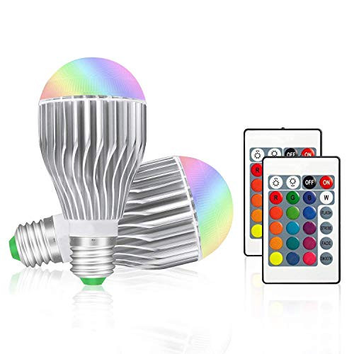 RGB LED Light Bulb,10W Color Changing RGB LED Bulb,E26 Dimmable Color Changing Light Bulb,RGB Decorative Light with Remote Control,Great for Home Decor,Stage,Party and More (2 Pack) RGB LED Light Bulb,10W Color Changing RGB LED Bulb,E26 Dimmable Color Changing Light Bulb,RGB Decorative Light with Remote Control,Great for Home Decor,Stage,Party and More (2 Pack)