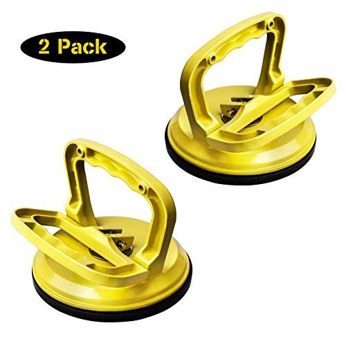 FCHO Glass Suction Cup Heavy Duty Aluminum Vacuum Plate Dent Puller Handle Holder Hooks to to Duty Galss Lifting/Floor Gap Fixer/Tile Suction Cup Lifter/Moving Glass/Pad for Lifting (2Pack)