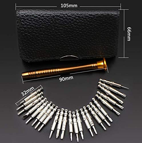 Screwdriver Magnetic Tool Set 25 in 1 Multi-function Leather Case Manual Screwdriver Bit Combination Set Notebook Mobile Phone Disassemble Repair Tool