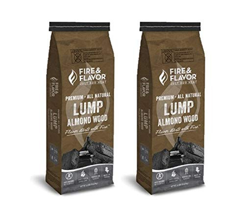 Fire & Flavor Premium All Natural Almond Wood Lump Charcoal 2 Pack