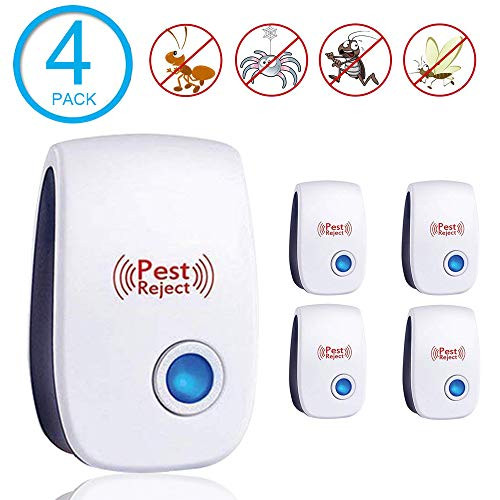 Electronic Ultrasonic Pest Repeller,Pest Controller for Pest Reject,Pest Repellent Indoor Plug in,Pest Defender Getting Rid of Spider Mice Mosquito Rats Roaches Cockroaches Rodent Insect(4 Packs)