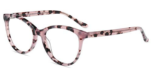 Firmoo Women Blue Light Blocking Glasses, Chic Cat Eye Computer Eyeglasses Anti Eyestrain Anti Glare Eyewear (Pink Pattern)