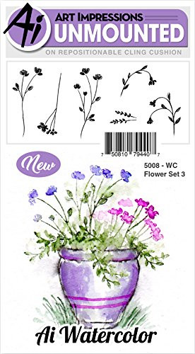 Art Impressions 5008 Watercolor Cling Rubber Stamps Flower, Multicolor