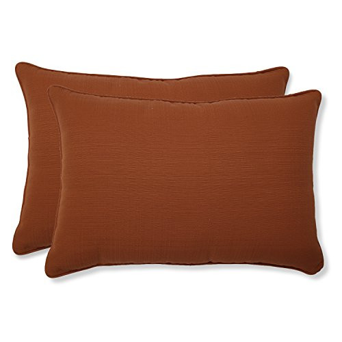 Pillow Perfect Outdoor Cinnabar Corded Oversized Rectangular Throw Pillow, Burnt Orange, Set of 2