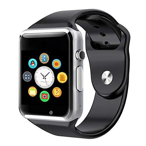1.54'' Bluetooth Touch Screen Smart Watch with Camera Fitness Tracker Pedometer Sync Calls Waterproof Smartwatch for Android/iOS/iPhone Smart Phones (Black&Silver)