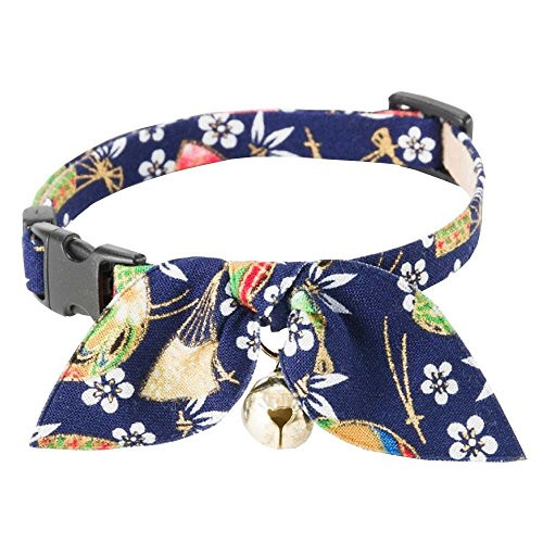 Necoichi Kimono Ribbon Cat Collar (Blue)