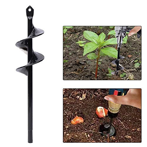 Flantor Durable Auger Drill Bit,Drill Digger Bit for Garden Plant Flower Bulb & Bedding Auger,Earth Auger Bit,Steel Gardening Earth Auger Hole Digger with 2"x9"