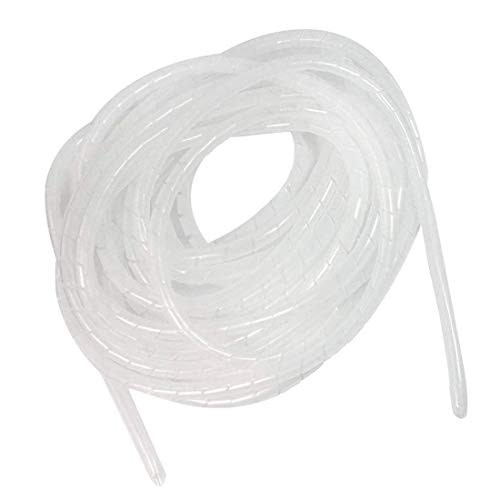 Aodesy Spiral Wire Wrap Tube 8mm Diameter 32.8ft 10M Spiral Cable Wire Wrap Tube Computer Manage Cord White