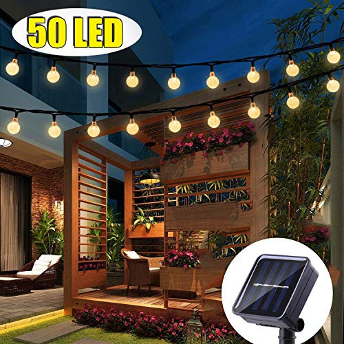 FlyCloud Solar String Lights Outdoor, 50 LED Waterproof LED Outdoor Solar Lights Crystal Ball Decorative Lights 24Ft Indoor Outdoor Fairy Lights for Garden, Patio, Yard, Christmas (Warm White) FlyCloud Solar String Lights Outdoor, 50 LED Waterproof LED Outdoor Solar Lights Crystal Ball Decorative Lights 24Ft Indoor Outdoor Fairy Lights for Garden, Patio, Yard, Christmas (Warm White)