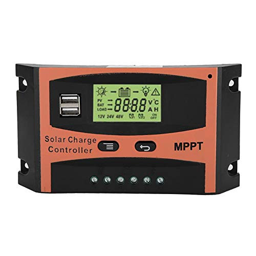 Fydun MPPT Charge Controller PCB Circuit Board Solar Panel Regulator 12V / 24V LCD Display Automatic Battery Controller Orange + Black(30A)