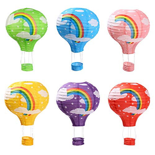 Hot Air Balloon Paper Lanterns for Wedding Birthday Engagement Christmas Party Decoration Rainbow Set Pack of 6
