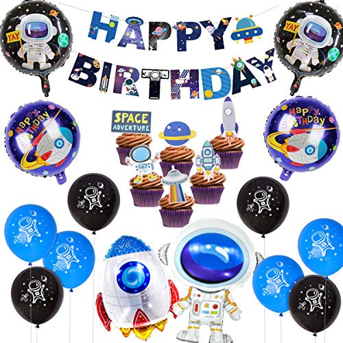 Outer Space Party Decorations Solar System Birthday Supplies Universe Space Happy Birthday Banner for Astronaut Theme Birthday Baby Shower Party