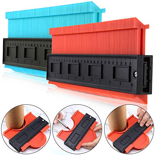 2 Pack Plastic Contour Gauge Profile Gauge Duplicator Copy Irregular Shapes Tracing Template Measuring Tool for Fit and Easy Cutting (10 Inch Green 10 Inch Red)