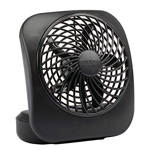 O2COOL Treva 5-Inch Portable Desktop Air Circulation Battery Fan - 2 Cooling Speeds - Compact Folding & Tilt Design, 2 Units, Black