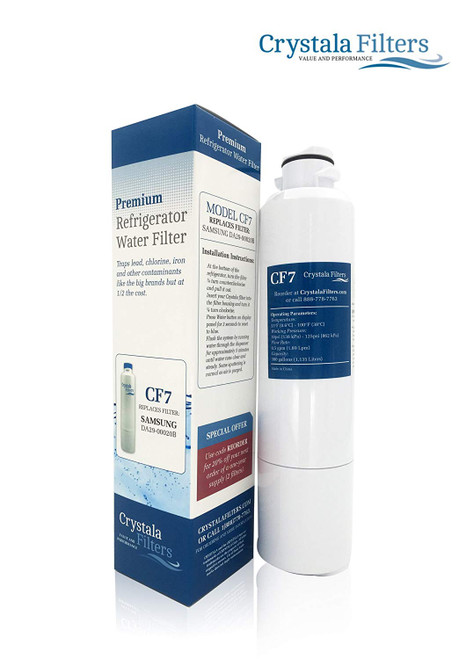 Crystala Filters CF7 compatible with Samsung Refrigerator Water Filter Replacement: DA29-00020B Compatible Filtration Cartridge - 3 Pack